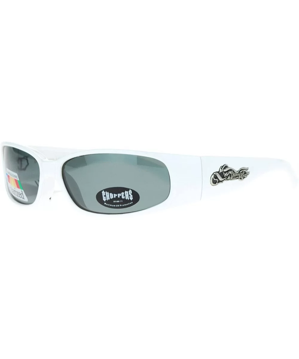 Choppers Polarized Lens Sunglasses Wrap Around Biker Fashion Small White - C01899GQUED $17.10 Wrap