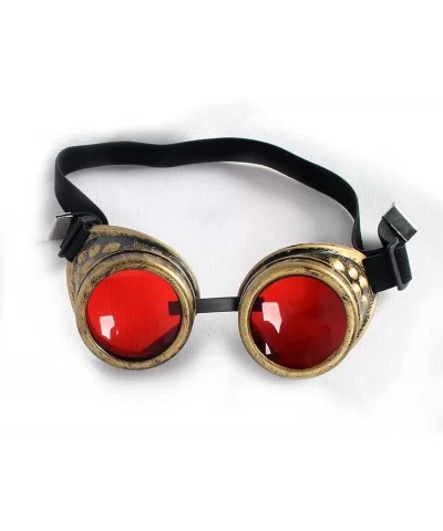 Steampunk Goggles Retro Rave Vintage Glasses for Cosplay Halloween - Frame+red Lenses - CT18HZWOKSM $13.43 Goggle