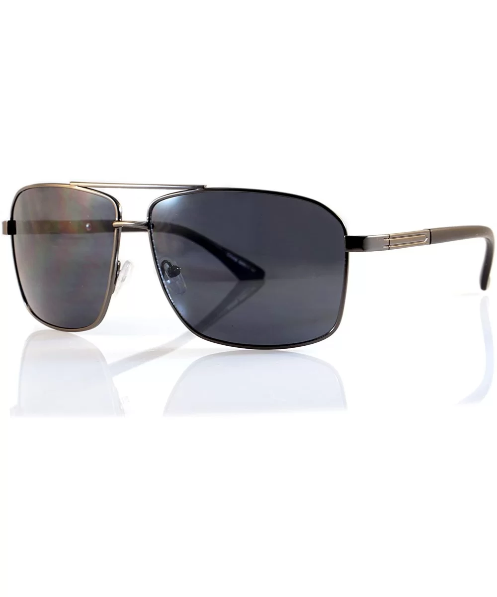 Men's Classic Fighter Pilot Rectangular Smoke Lens Sunglasses A128 - Gunmetal/ Black - CC18C3E0XCY $12.07 Rectangular