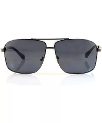 Men's Classic Fighter Pilot Rectangular Smoke Lens Sunglasses A128 - Gunmetal/ Black - CC18C3E0XCY $12.07 Rectangular