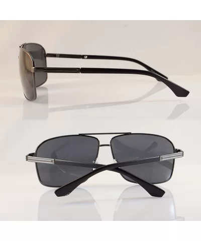 Men's Classic Fighter Pilot Rectangular Smoke Lens Sunglasses A128 - Gunmetal/ Black - CC18C3E0XCY $12.07 Rectangular