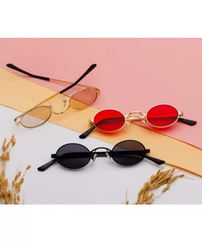 Tiny Oval Sunglasses Men Small Frame Vintage Women Sun Glasses Retro Round Decoration - Black With Clear - CE198AHMEQ2 $26.73...