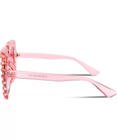 Women Sparkling Crystal Sunglasses Oversized Square Thick Frame B2283 - 1 Gradient Pink - CA188HNKDW9 $19.99 Oversized