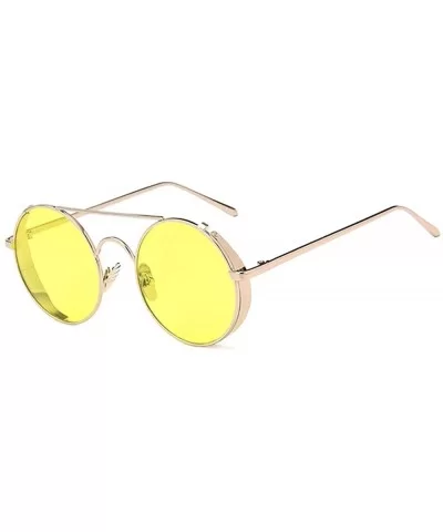 Fashion Glasses - Round Retro Eyewear UV400 Protection Steampunk Sunglasses - Gold Frame Blue Lens - CQ190EX78D2 $12.09 Overs...