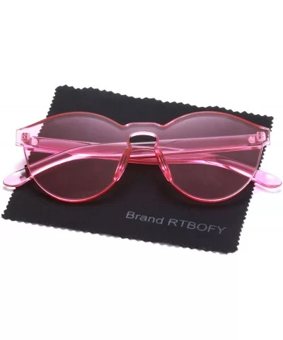 One Piece Rimless Sunglasses Transparent Candy Color Tinted Eyewear - Rose Red - C9180DEMEK9 $12.34 Goggle