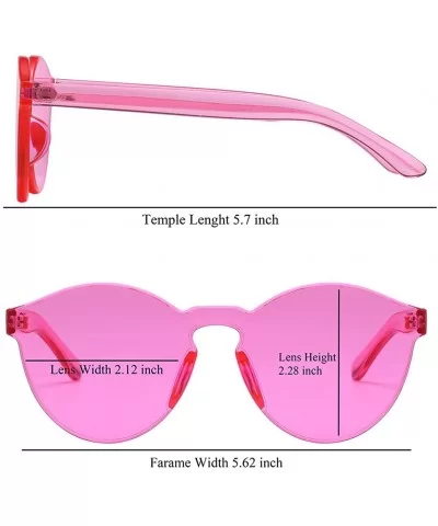 One Piece Rimless Sunglasses Transparent Candy Color Tinted Eyewear - Rose Red - C9180DEMEK9 $12.34 Goggle