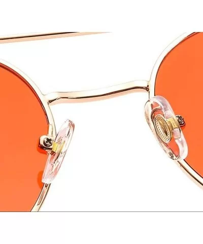 Fashion ladies sunglasses punk metal round frame leather windproof edge UV400 - CS198UT0E7R $41.26 Round