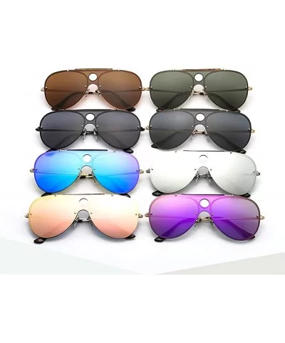 Oversize Sunglasses Reflective Glasses - Green - CY192ZGX0XM $18.66 Oversized