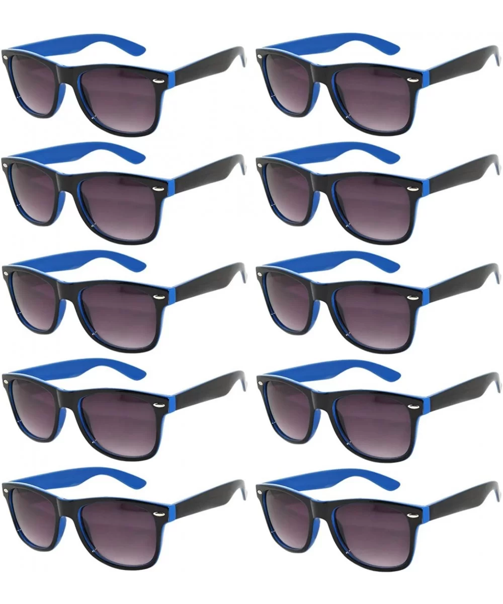 New Retro Vintage Two - Tone Sunglasses Smoke Lens 10 Pack Many Colors - 10_pack_2tone_blue - CO127GQ9S91 $38.49 Wayfarer