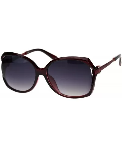 Polarized Lens Womens Belt Hinge Rhinestone Butterfly Plastic Sunglasses - Burgundy Smoke - CV18TN335N0 $21.91 Butterfly