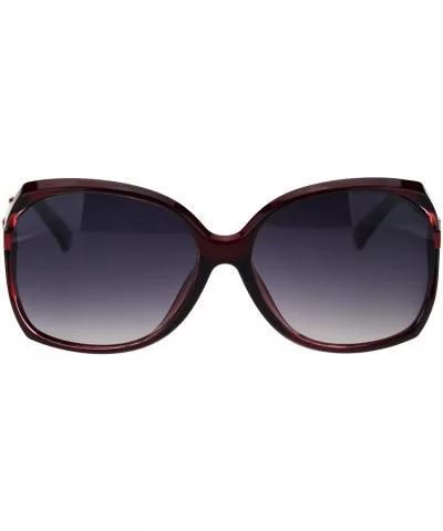 Polarized Lens Womens Belt Hinge Rhinestone Butterfly Plastic Sunglasses - Burgundy Smoke - CV18TN335N0 $21.91 Butterfly