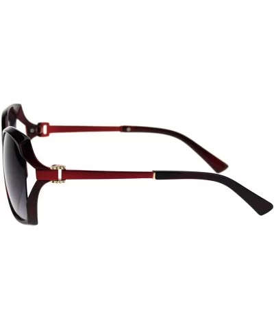 Polarized Lens Womens Belt Hinge Rhinestone Butterfly Plastic Sunglasses - Burgundy Smoke - CV18TN335N0 $21.91 Butterfly