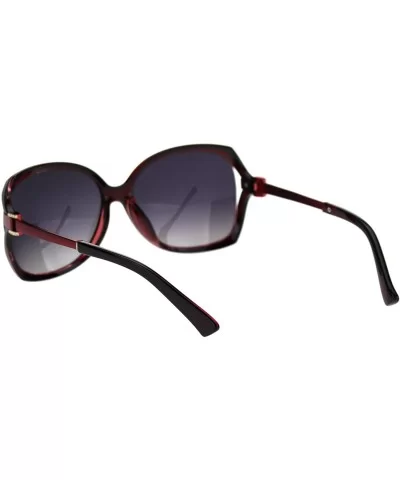 Polarized Lens Womens Belt Hinge Rhinestone Butterfly Plastic Sunglasses - Burgundy Smoke - CV18TN335N0 $21.91 Butterfly