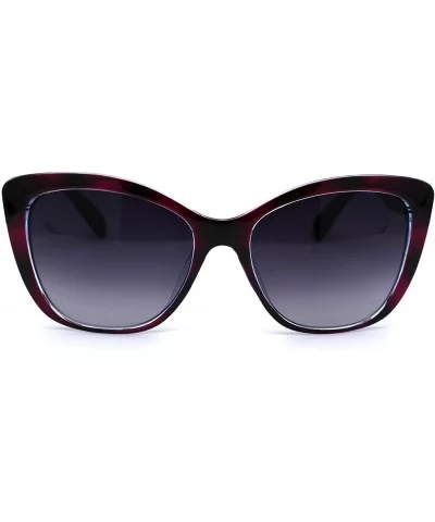 Womens Retro Oversize Cat Eye Designer Fashion Sunglasses - Purple Tortoise Smoke - C7196R7UEGZ $12.53 Cat Eye