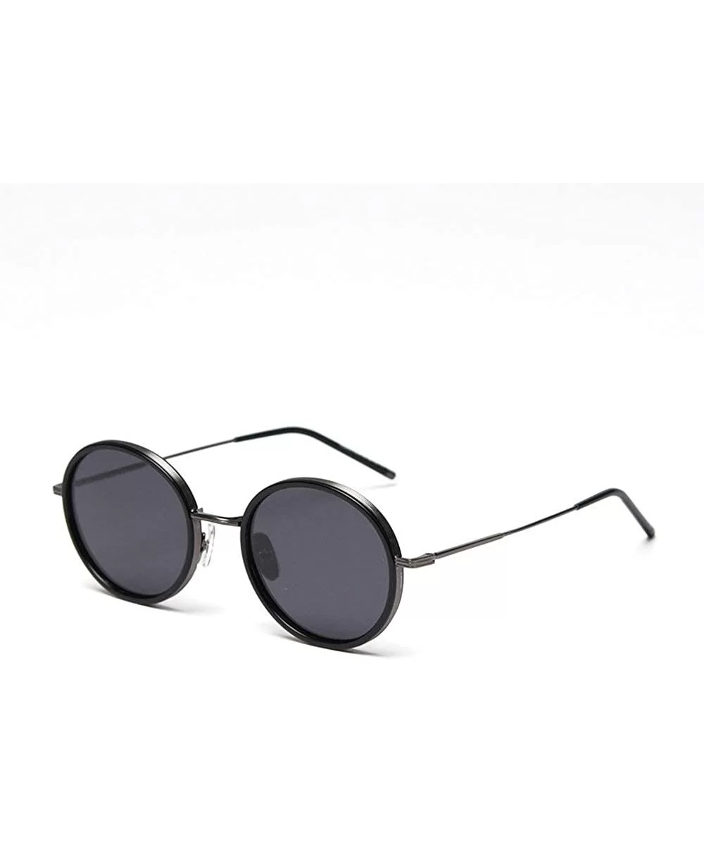 Fashion Retro Oval Frame Polarized Sunglasses Unisex Brand Designer Ocean Sunglasses UV400 - Black - CQ1947M6WAI $17.47 Oval