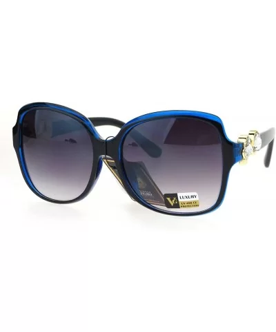 Two Hearts Rhinestones Womens Fashion Sunglasses Square Frame UV 400 - Blue - CY186SWQDL9 $15.55 Square