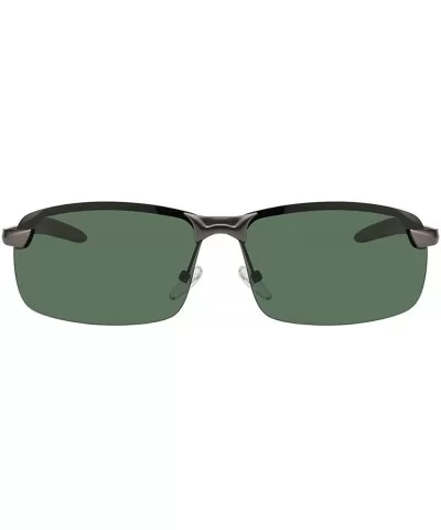 Men Stylish Ultra Light Rectangular Metal Frame Sunglasses Polarized Lens - Gun-green - CG18IE4W4U4 $13.11 Rectangular