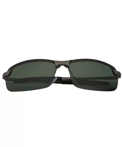 Men Stylish Ultra Light Rectangular Metal Frame Sunglasses Polarized Lens - Gun-green - CG18IE4W4U4 $13.11 Rectangular