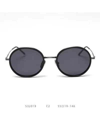 Fashion Retro Oval Frame Polarized Sunglasses Unisex Brand Designer Ocean Sunglasses UV400 - Black - CQ1947M6WAI $17.47 Oval