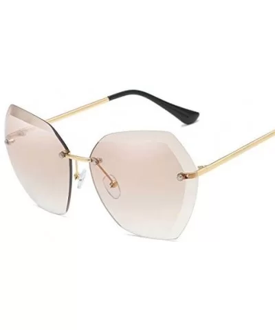 Luxury Rimless Sunglasses Women Designer Sun Glasses For Female Alloy Frame Big Shades Glasses - C4 Gold-brown - CD18Y7D74EE ...