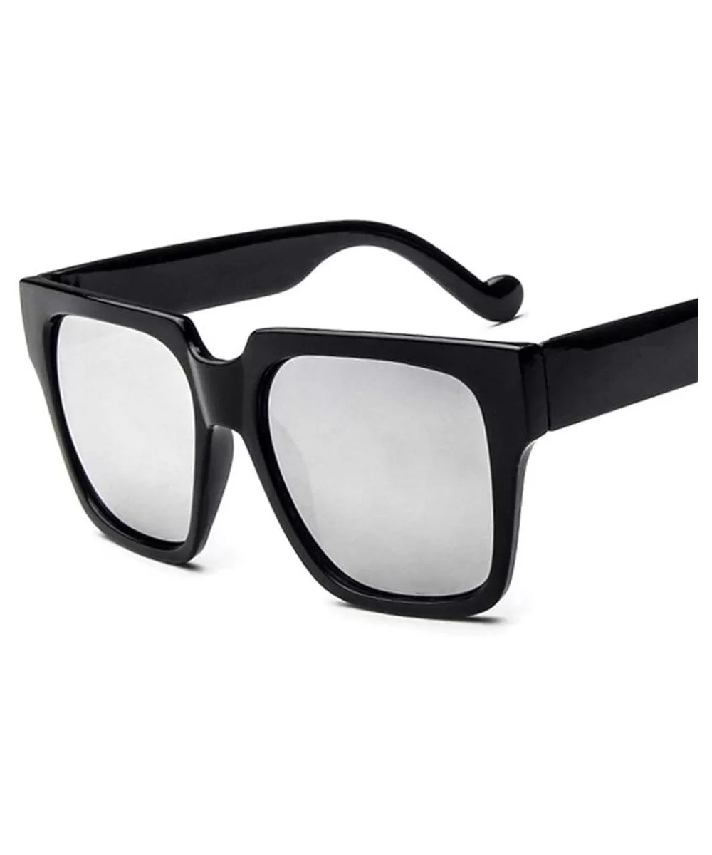 Oversized Square Sunglasses Women Retro Black Mirror Sun Glasses Fashion Vintage - 6 - CO18QZ8O2IL $44.93 Square