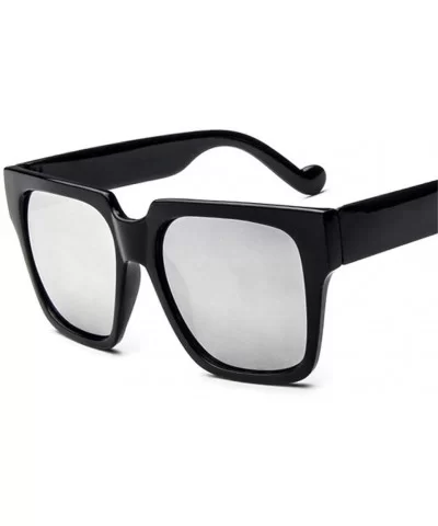 Oversized Square Sunglasses Women Retro Black Mirror Sun Glasses Fashion Vintage - 6 - CO18QZ8O2IL $44.93 Square