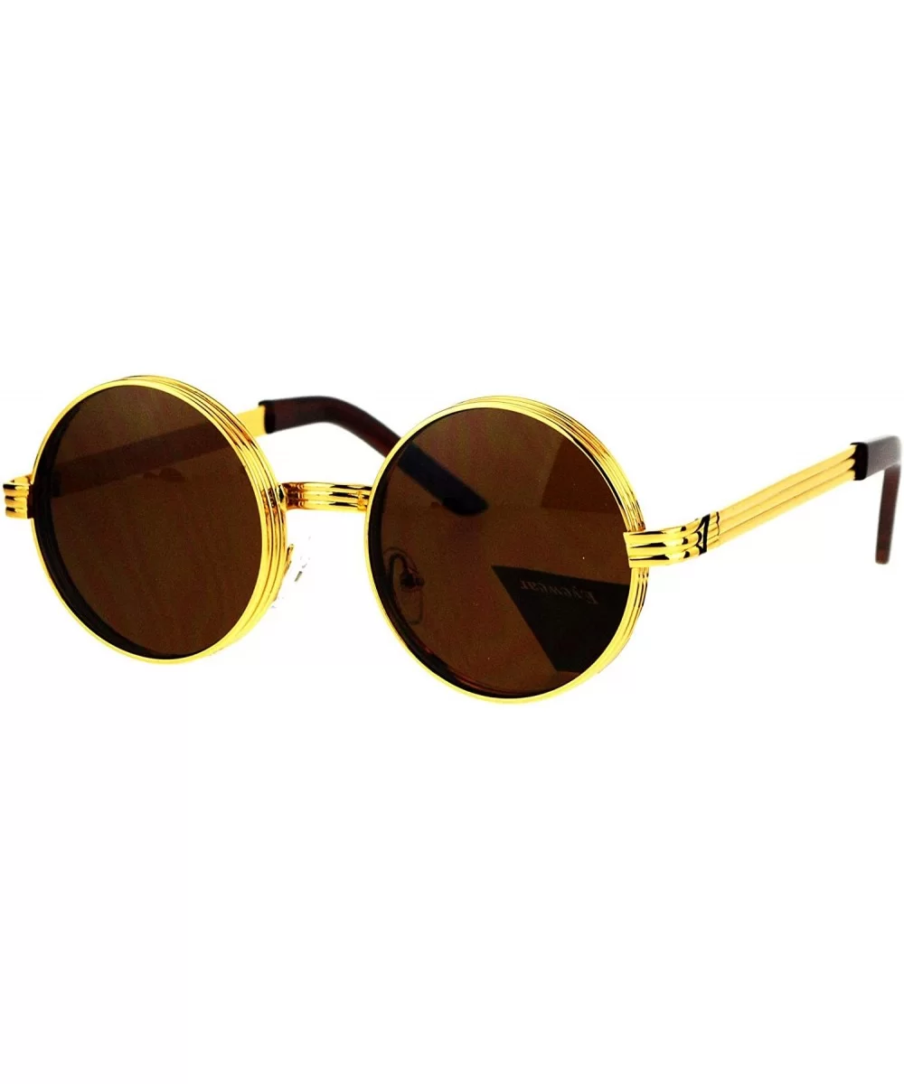 Steampunk Thick Metal Round Circle Lens Vintage Victorian Sunglasses - Yellow Gold - CU17XDAYMTU $17.98 Round