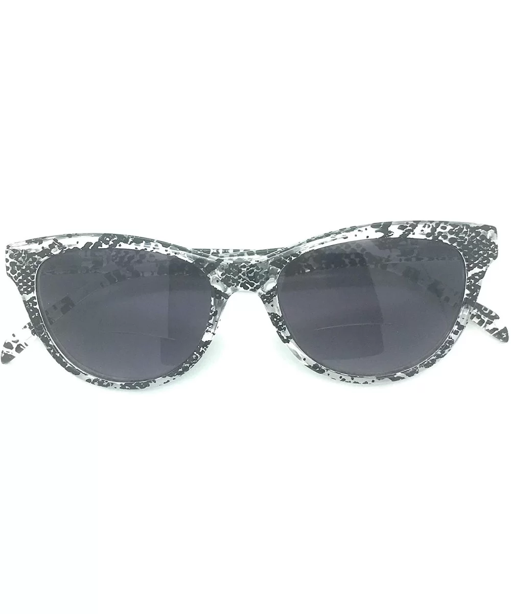 Women's Bi-Focal SunReaders Fashion Cat Eye Sunglasses 1.75 - Black/White Snake Print - C518KE7MUES $13.65 Cat Eye