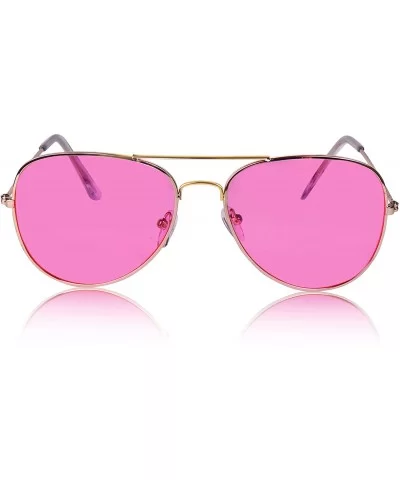 Aviator Sunglasses Colored Tinted Lens Glasses Metal UV400 Protection - 2 Pack Pink/Grey - CI18QZLCR7X $22.39 Square