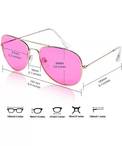 Aviator Sunglasses Colored Tinted Lens Glasses Metal UV400 Protection - 2 Pack Pink/Grey - CI18QZLCR7X $22.39 Square