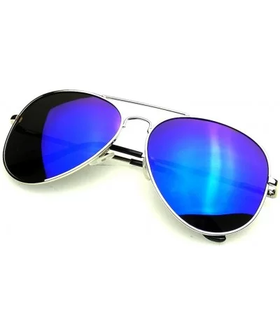 Full Mirror Flash Mirror Polarized Aviator Sunglasses - Silver Blue - C011Z89VD29 $13.94 Aviator