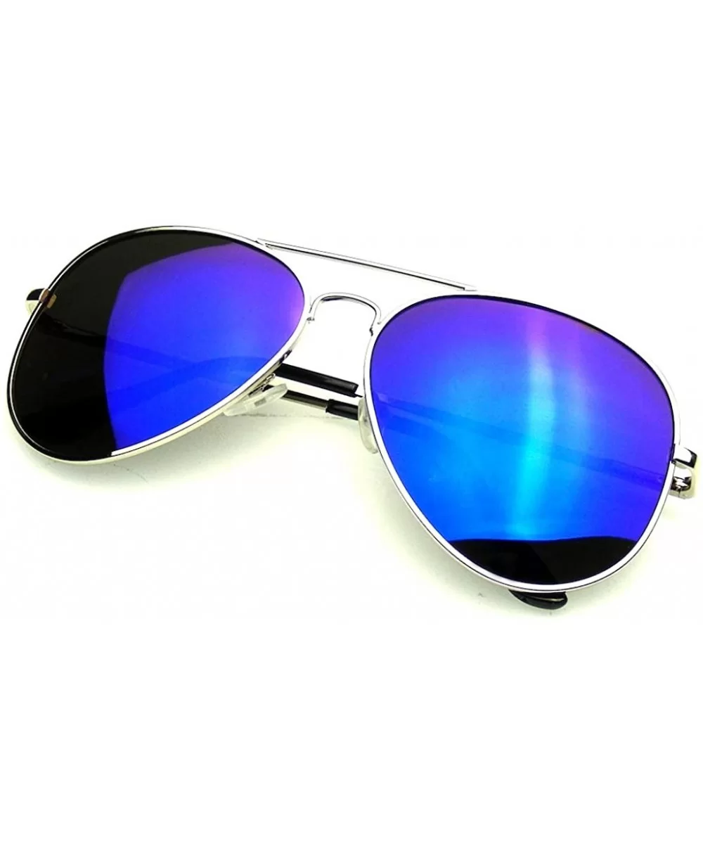 Full Mirror Flash Mirror Polarized Aviator Sunglasses - Silver Blue - C011Z89VD29 $13.94 Aviator