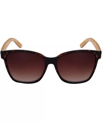 Oversized Horned Rim Bamboo Temple Sunglasses 540905BM-AP - Demi - CT124T2SYZ9 $20.16 Square