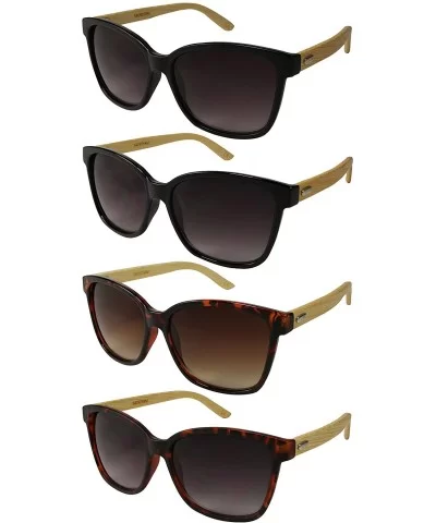 Oversized Horned Rim Bamboo Temple Sunglasses 540905BM-AP - Demi - CT124T2SYZ9 $20.16 Square