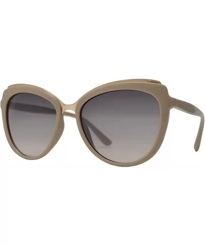 Fashion Eyelink - Round Oval Cateye Sunglasses for Women - UV Protection - Taupe + Light Gradient - CE18DWE63DL $19.01 Oversized