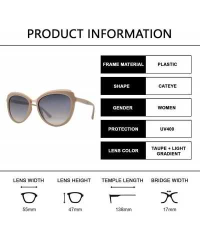 Fashion Eyelink - Round Oval Cateye Sunglasses for Women - UV Protection - Taupe + Light Gradient - CE18DWE63DL $19.01 Oversized