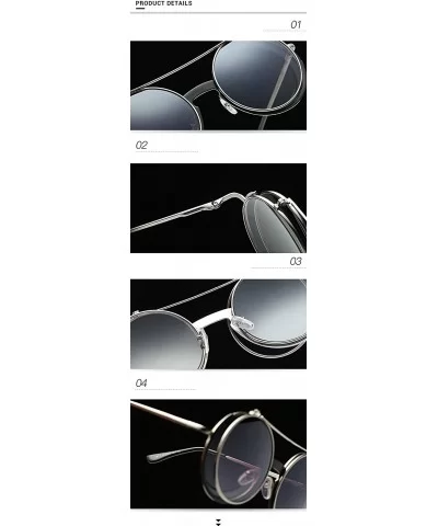 Retro Flip Up Round Steampunk Sunglasses Circle Lens Metal Frame - C1 - CA1807D4TQK $13.56 Round