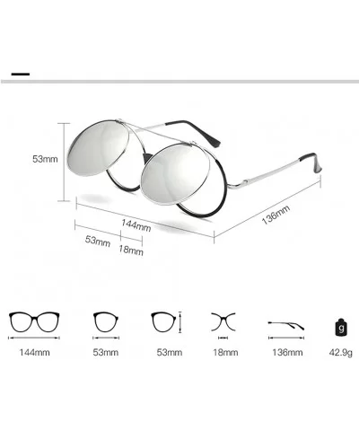 Retro Flip Up Round Steampunk Sunglasses Circle Lens Metal Frame - C1 - CA1807D4TQK $13.56 Round