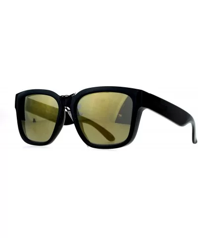 Mens Mirror Lens Gangster Oversize Horn Rim Sunglasses - Gold - C212MX2U5CO $12.31 Oversized