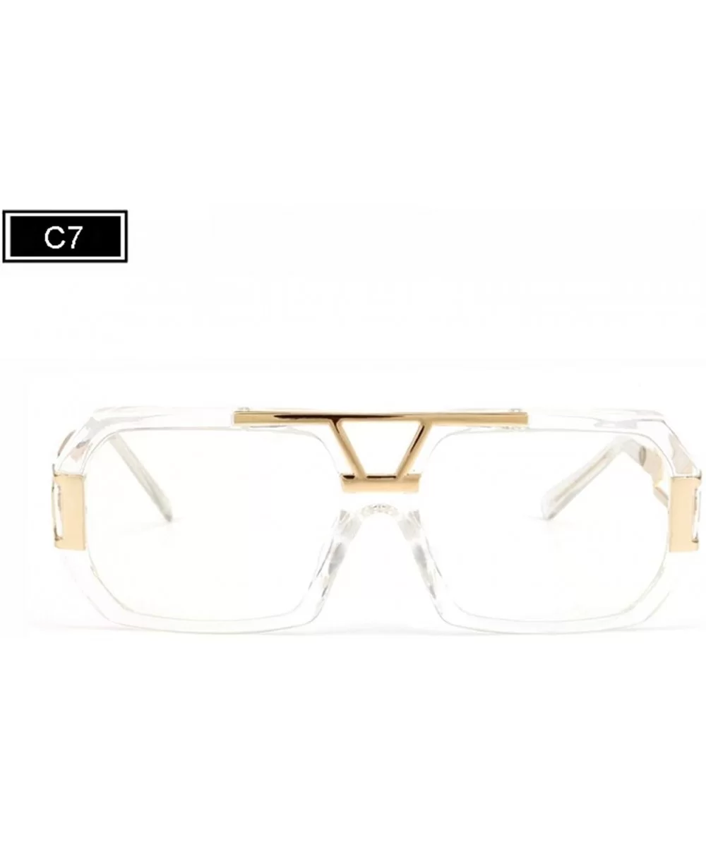 Vintage Square Sunglasses for Women Men Brand New Glasses Acetate Frames - C7 Transparent - C9198O4RKGS $20.44 Square