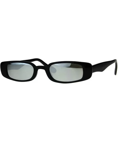Super Slim Sunglasses Womens Thin Rectangular Fashion Mirror Lens UV 400 - Black (Silver Mirror) - CI180XH74XW $13.03 Rectang...