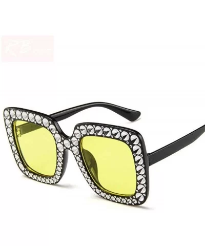 2019 Sunglasses Women Square Large Frame Classic Vintage Outdoor T Black Gray - Black Yellow - CQ18Y4RRIQS $10.99 Square