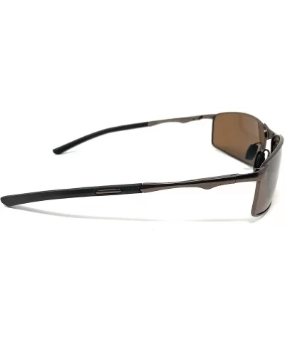 Polarized Metal Frame Sport Sunglasses for Men Spring Hinge Temples UV400 Protection - Bronze- Brown Polarized - CO18WZ0T3UH ...