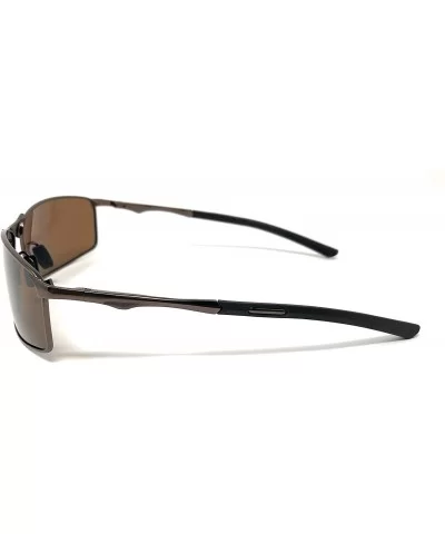 Polarized Metal Frame Sport Sunglasses for Men Spring Hinge Temples UV400 Protection - Bronze- Brown Polarized - CO18WZ0T3UH ...