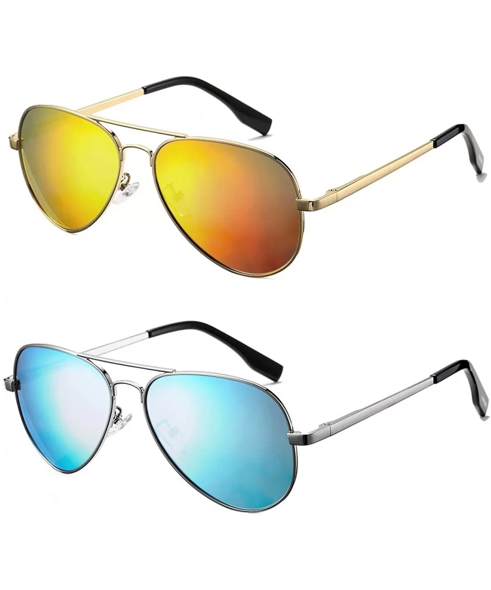 Polarized Aviator Sunglasses for Men Women- Lightweight Metal Frame Sun Glasses UV400 Protection - C419DL95OCN $34.47 Round