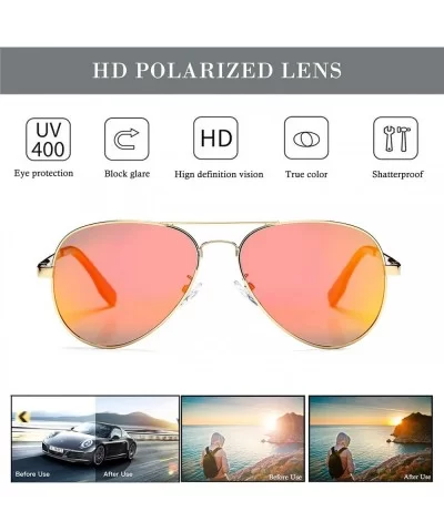 Polarized Aviator Sunglasses for Men Women- Lightweight Metal Frame Sun Glasses UV400 Protection - C419DL95OCN $34.47 Round