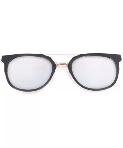 Flat Mirrored Lens Brow Bar Slim Sunglasses"Jamie" (Silver - As Shown) - CN12O25P85L $14.67 Square
