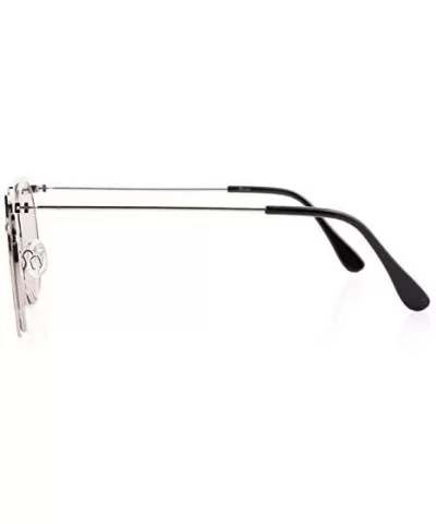 Flat Mirrored Lens Brow Bar Slim Sunglasses"Jamie" (Silver - As Shown) - CN12O25P85L $14.67 Square