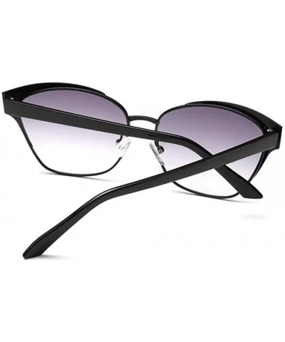 Vintage Fashion Aviator Sunglasses For Womens Cateye stylish Lens 58mm - Black/Grey - CA12FJ3193B $27.33 Rectangular