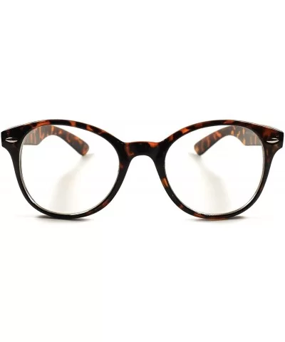 Stylish Classic Vintage Retro Nerd Geek Round Oversized Lens Glasses Frame - Tortoise - CS189AS6OQQ $17.34 Oversized